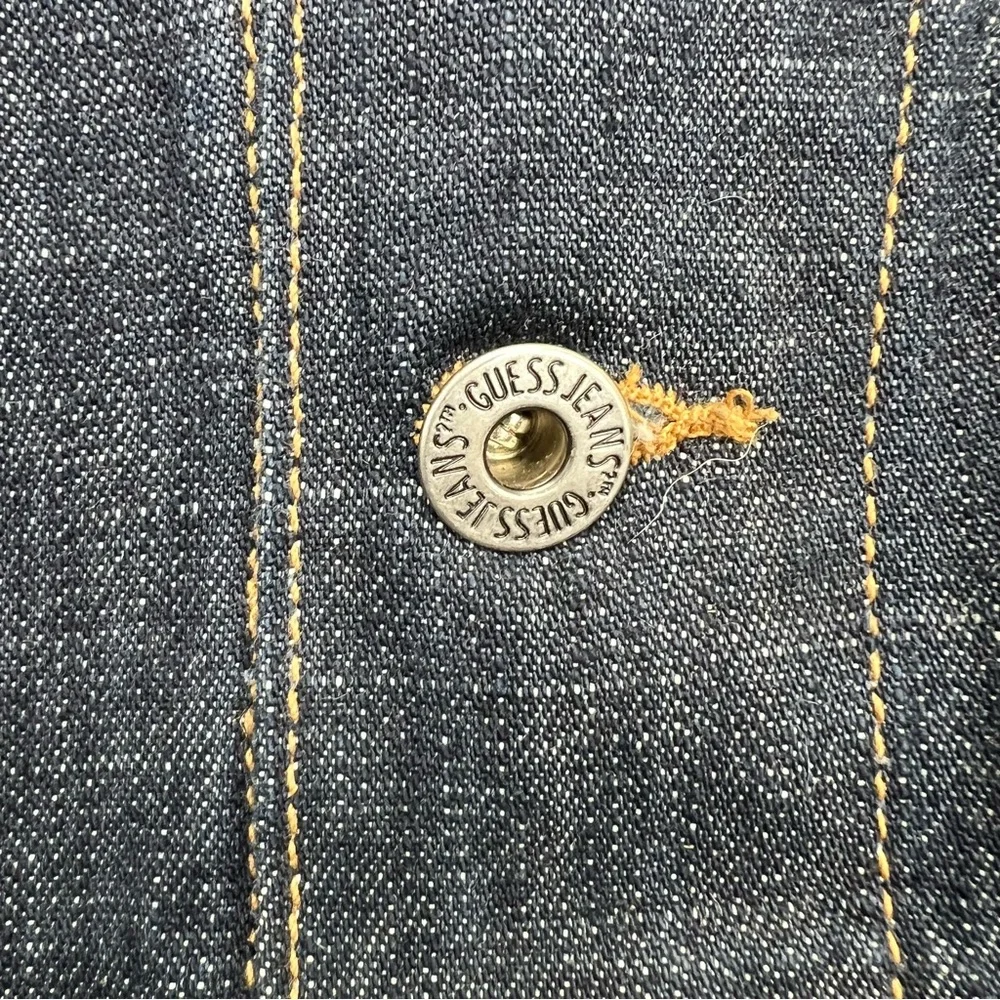 GUESS Men's 4XL‎ Blue Denim Trucker Jacket Vintage 90s/Y2k Made in USA Button Up